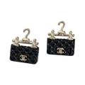 18K Chanel Classic Bag Pendant Earrings