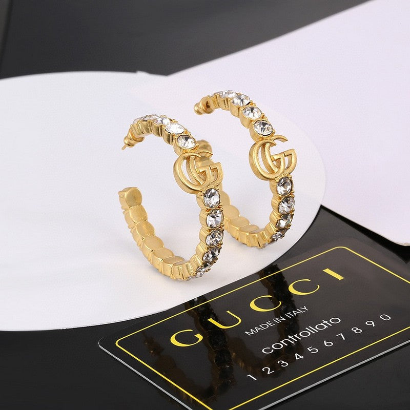 18K Gucci Double Color Crystal Earrings