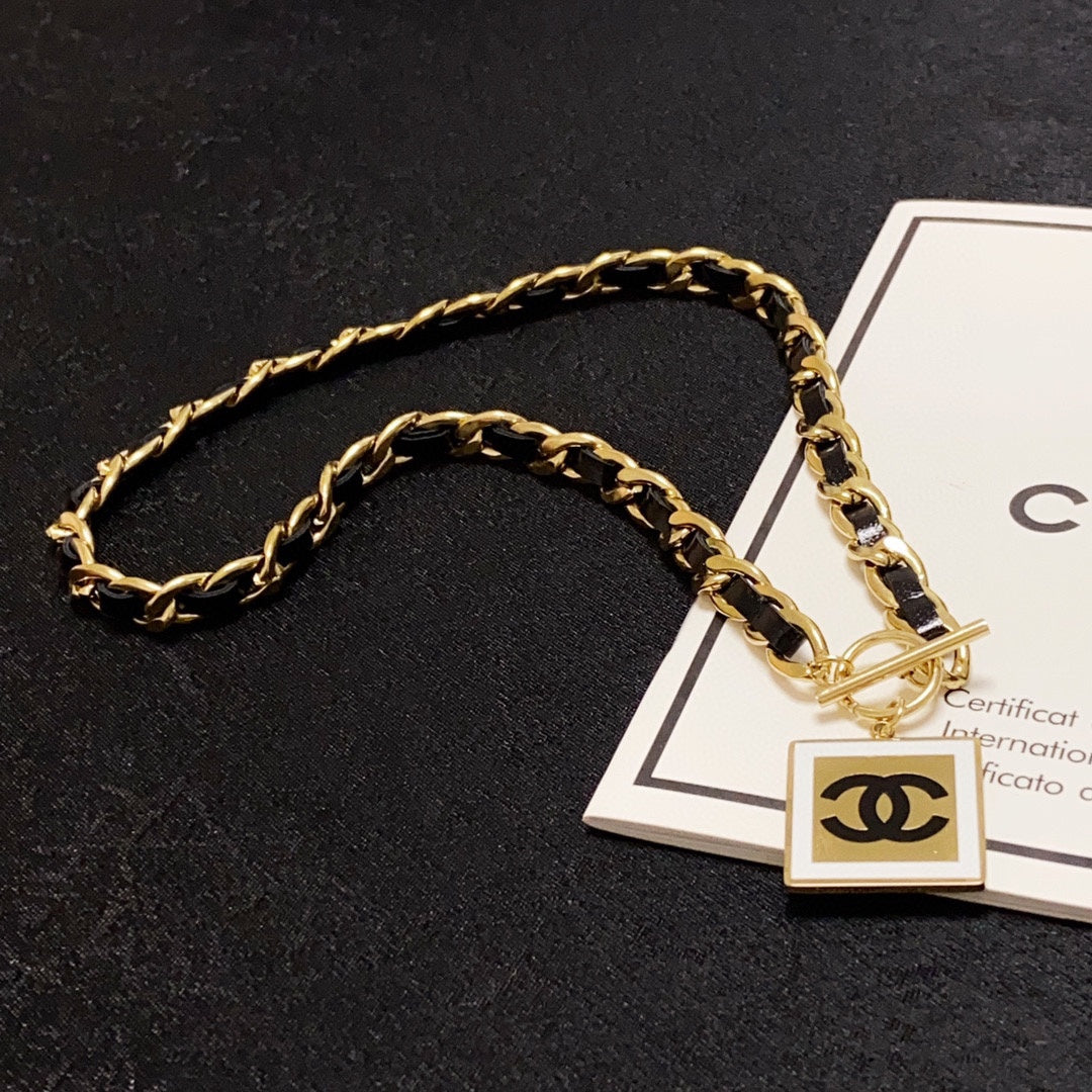 18K Chanel Leather Choker Necklace