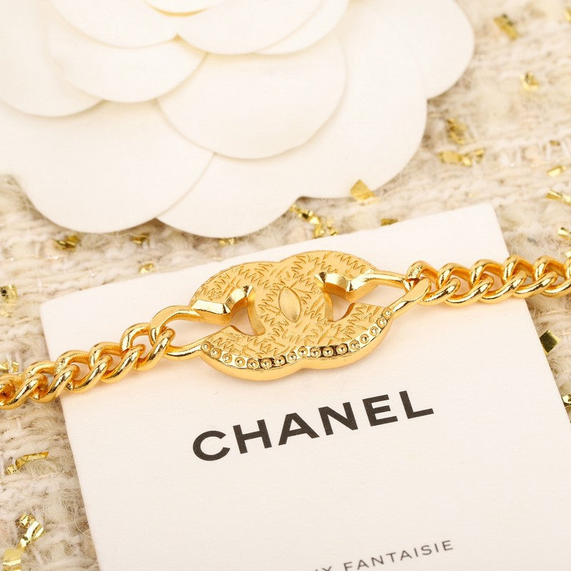 18K Chanel White Logo Choker Necklace