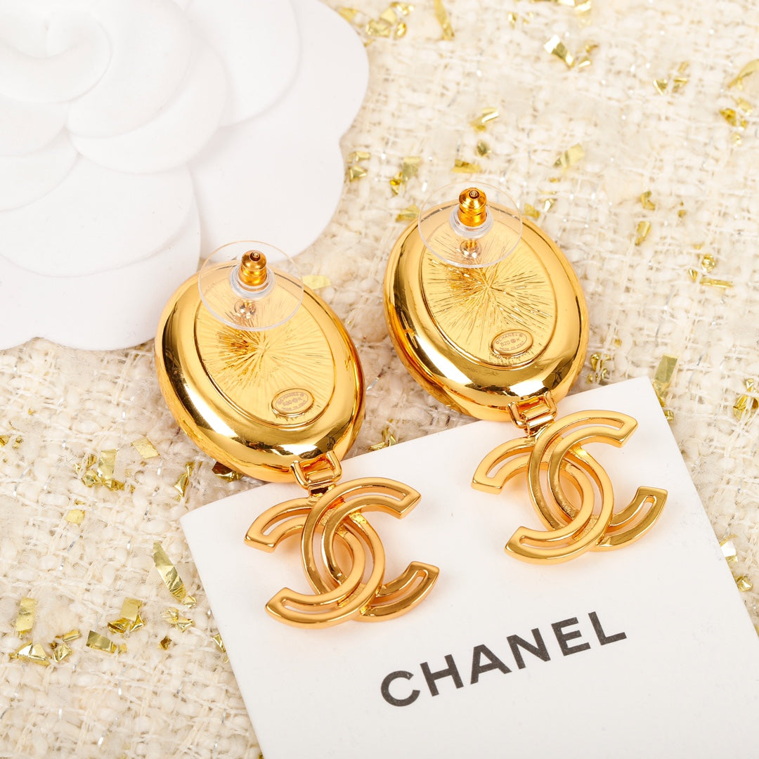 18K Chanel Red Crystal Pendant Earrings