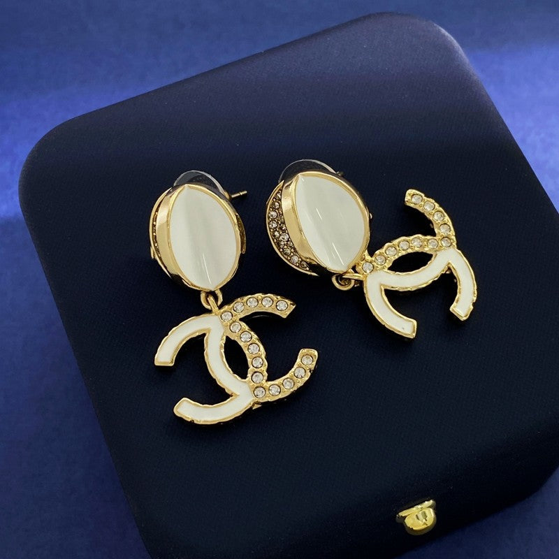 18K Chanel Half Diamond Earrings
