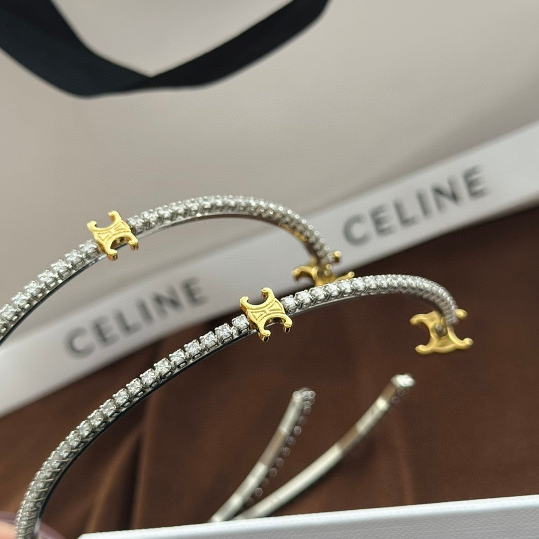 18K Celine Gourmette Crystals Earrings