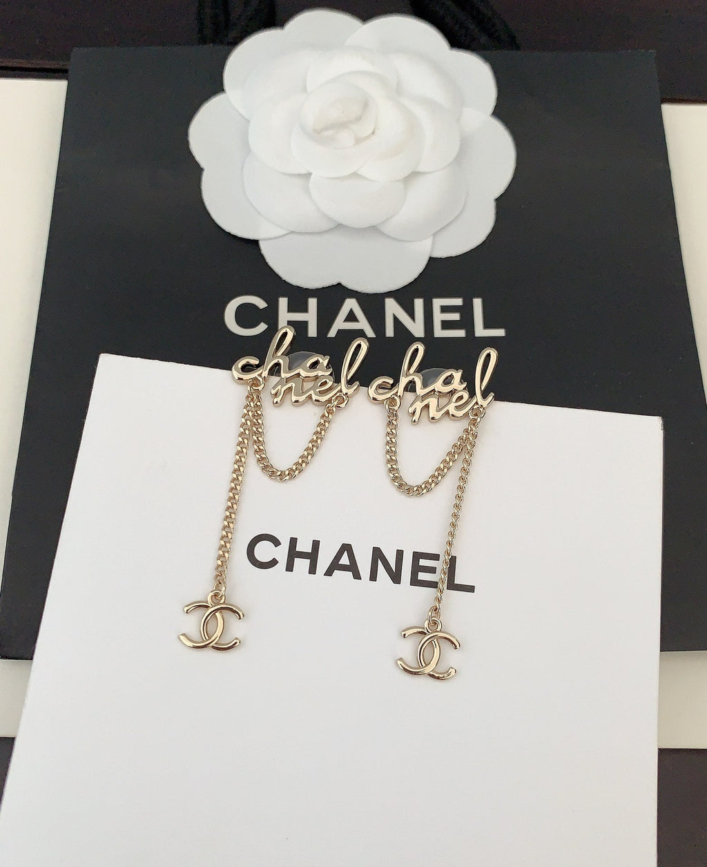 18K Chanel Letter Earrings