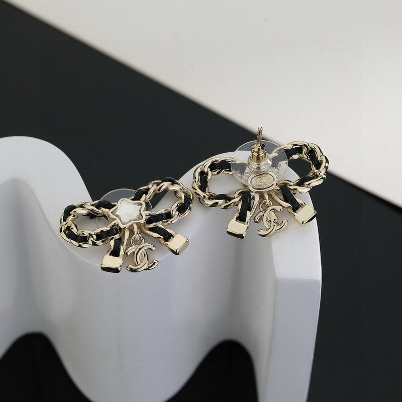 18K Chanel Butterfly Pendant Earrings