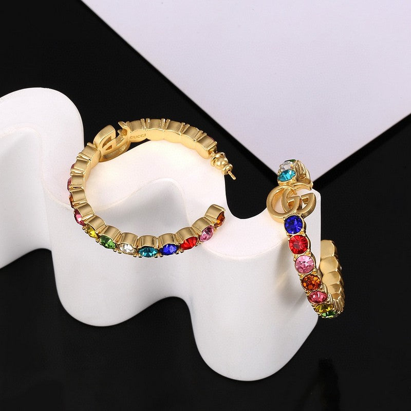 18K Gucci Double Color Crystal Earrings