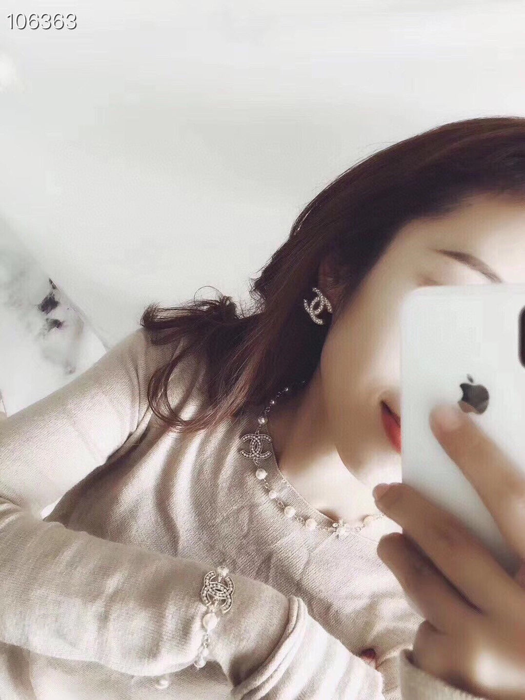 18K Chanel Flower Pearls Chain Necklace