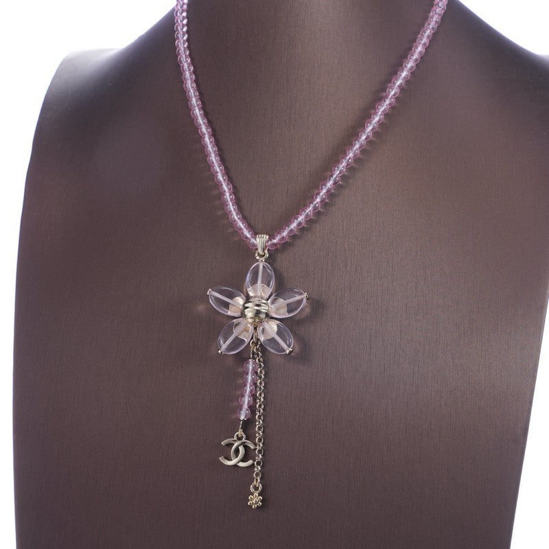 18K Chanel Purple Crystal Flower Necklace