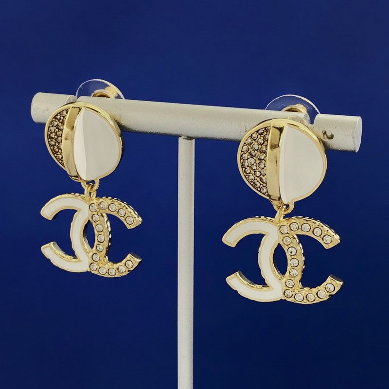 18K Chanel Half Diamond Earrings