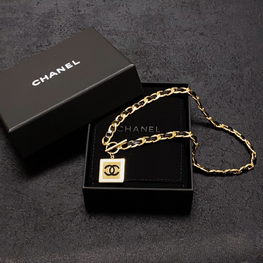 18K Chanel Leather Choker Necklace