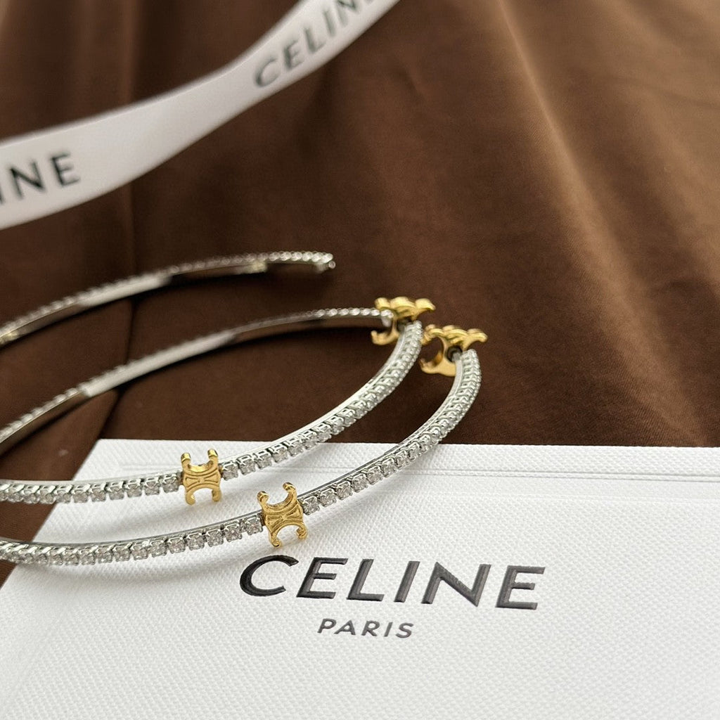 18K Celine Gourmette Crystals Earrings