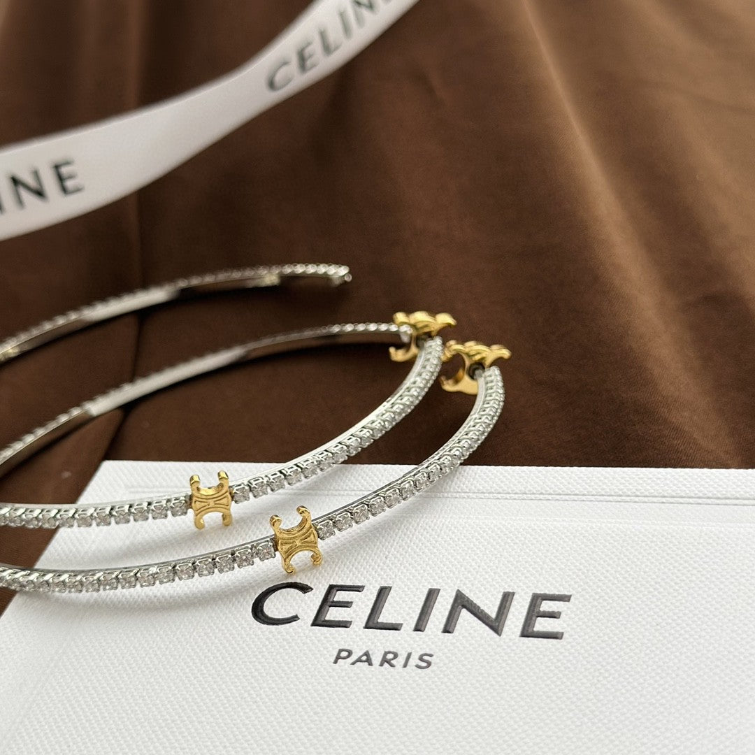 18K Celine Gourmette Crystals Earrings
