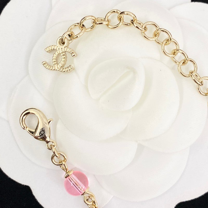 18K Chanel 26C Pink Crystal Long Necklace