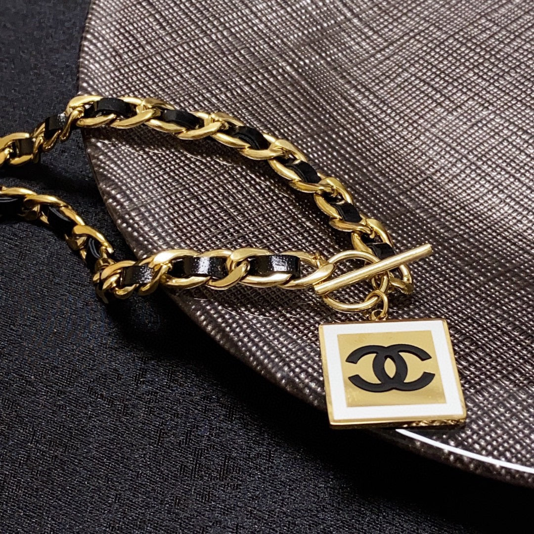 18K Chanel Leather Choker Necklace