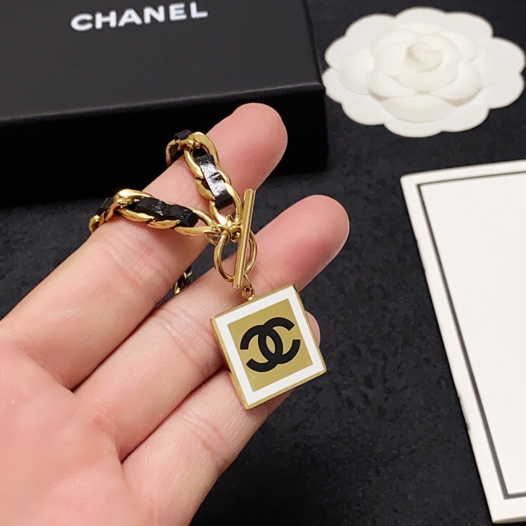 18K Chanel Leather Choker Necklace
