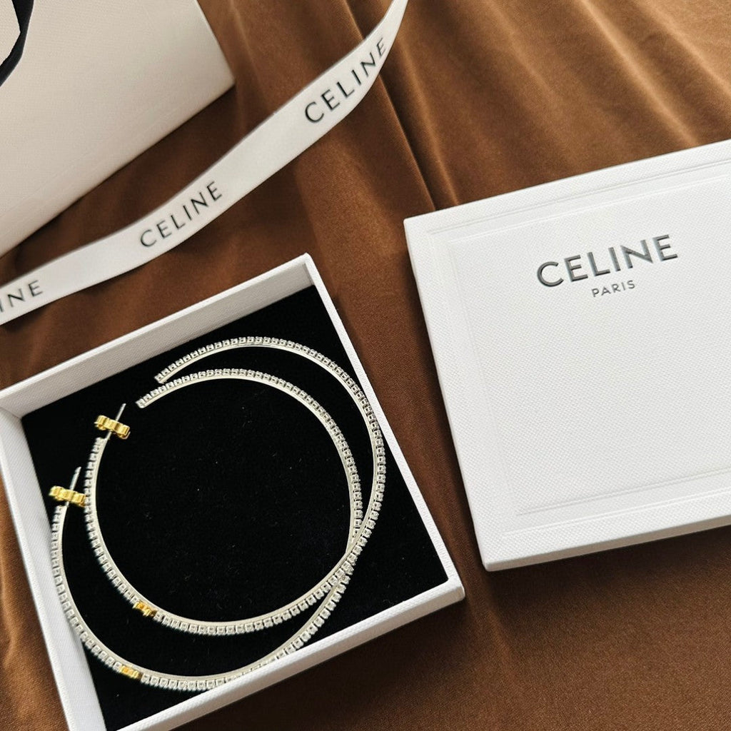 18K Celine Gourmette Crystals Earrings