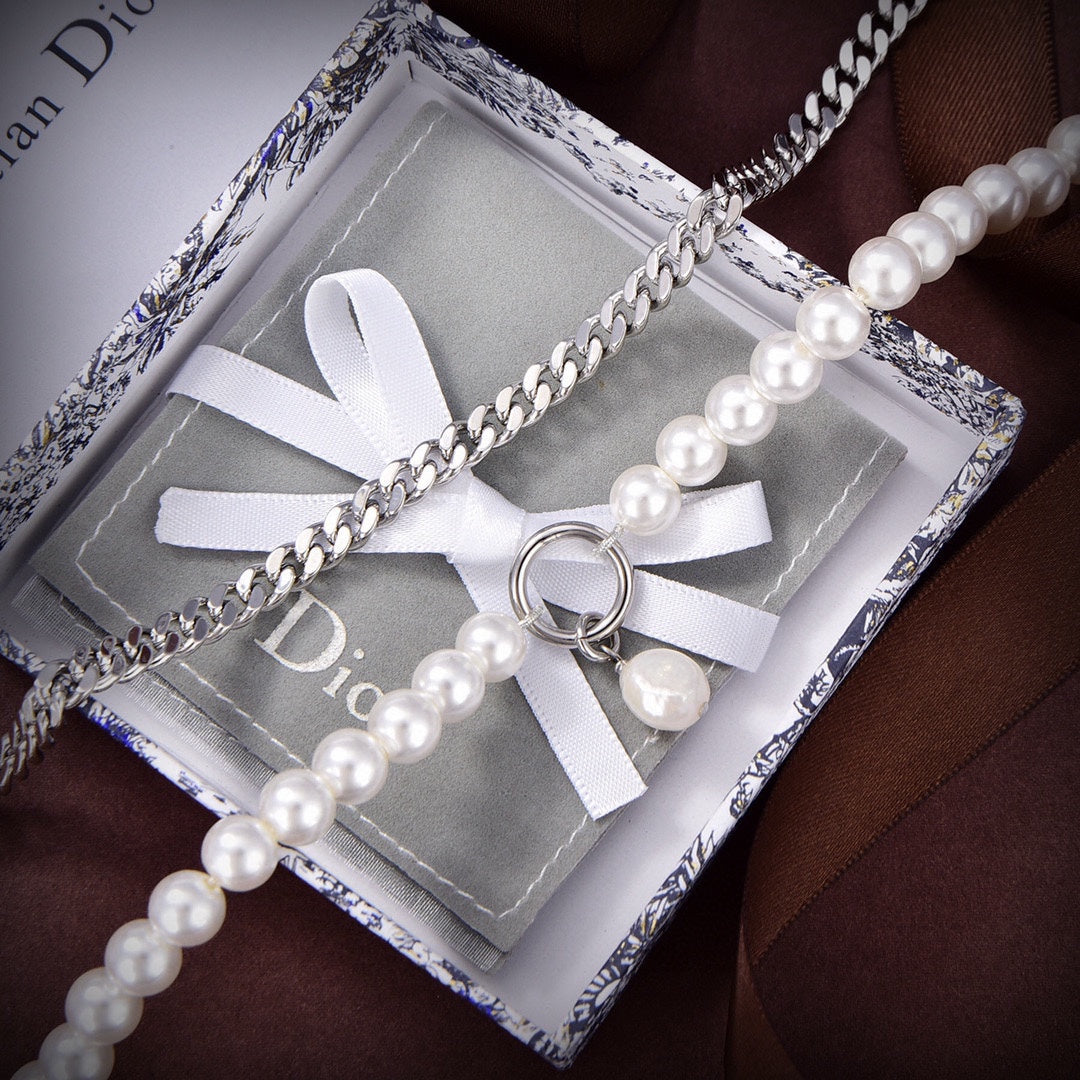 18K Celine Dior Gourmette Pearls Necklace