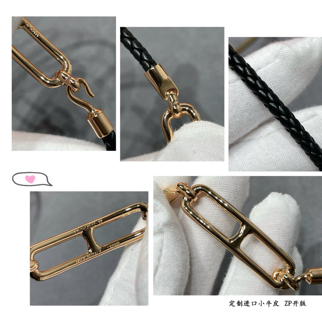 18K Hermes Roulis Double Tour Black Bracelet